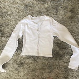 White cropped ribbed long sleeve